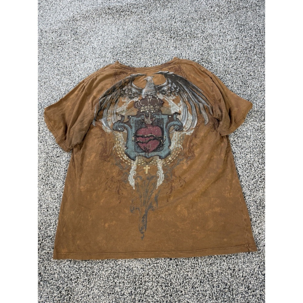 Vintage Y2K Monarchy Short Sleeve T Shirt Men's Size XL Brown Grunge